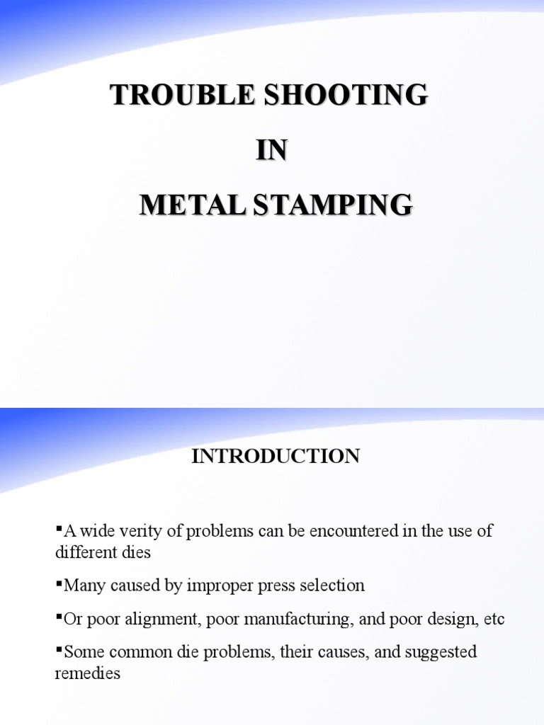 Metal Stamping Troubleshooting Guide | PDF | Sheet Metal | Procedural ...
