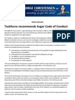 Taskforce Recommends Sugar Code of Conduct: Media Release