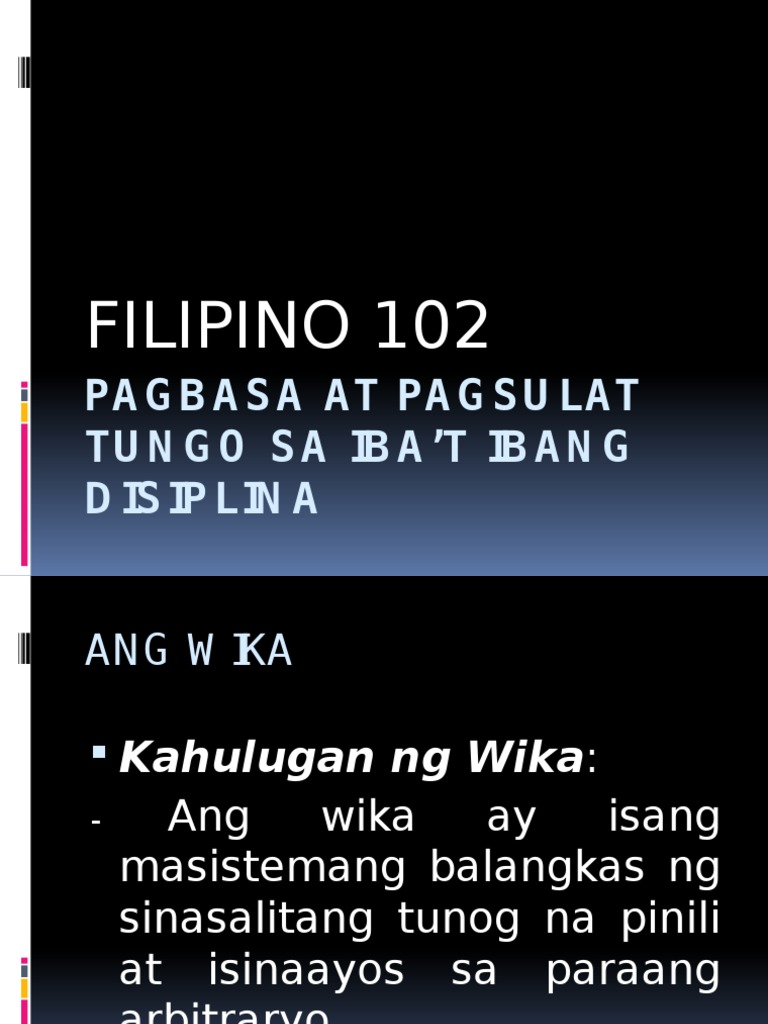 Pagbasa Sa Filipino