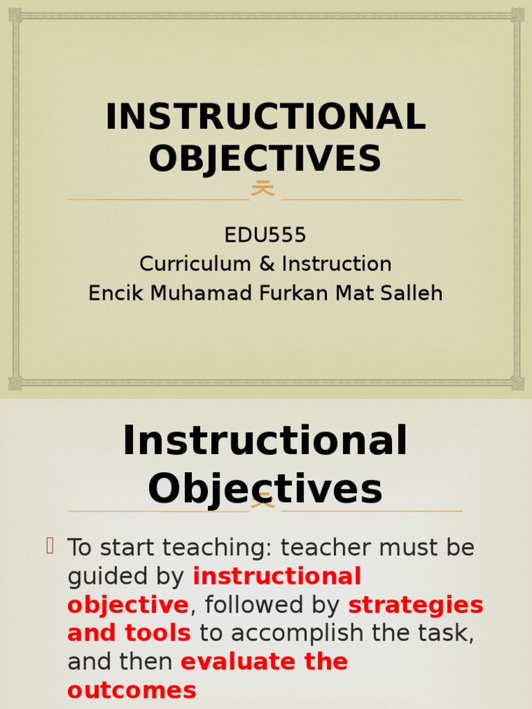 Instructional Objectives Guide | PDF | Behavior | Educational Assessment