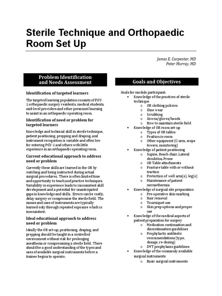 Module 1 Sterile Technique PDF Surgery Medicine