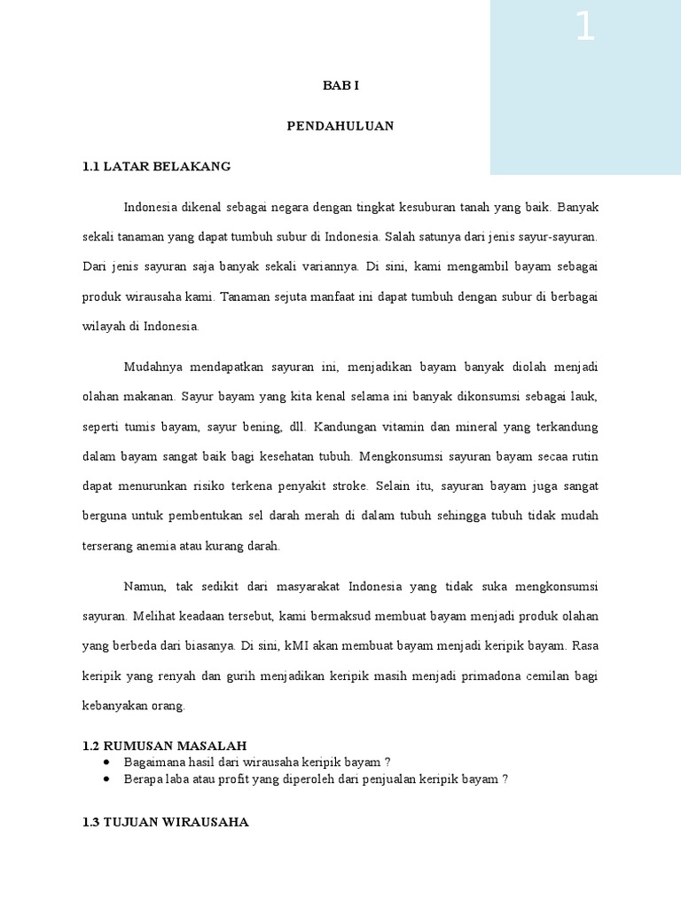Laporan Hasil Wirausaha Keripik Bayam
