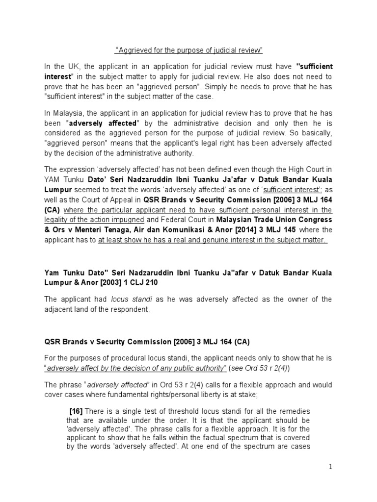 Research Judicial Review in Malaysia and UK PDF Standing (Law