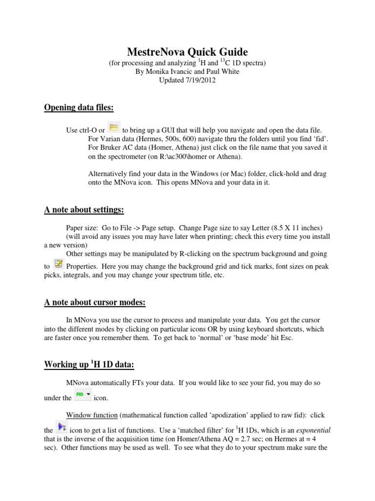 MestreNova User Guide for Spectra Analysis | PDF | Spectrum | Icon ...
