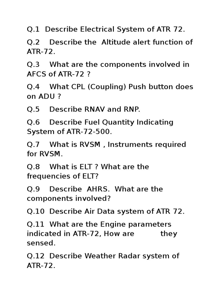 ATR 72 Electrical System Overview | PDF