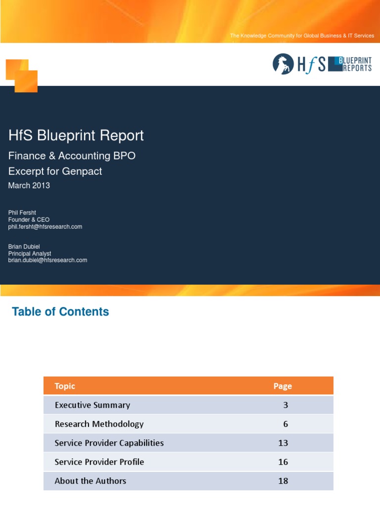 HFS Blueprint Report Finance & Accounting BPO Excerpt For Genpact | PDF ...