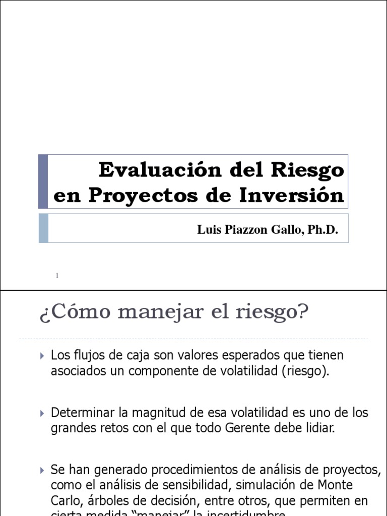 Riesgo en Proyectos de Inversión: Análisis | PDF | Probabilidad ...