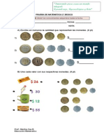 Prueba Matematica Monedas 2 Basico