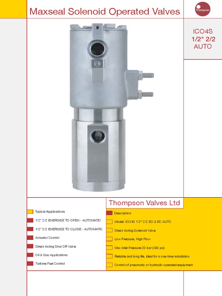 Maxseal Solenoid Valve Ico4s 12 22 Auto Valve Gas Technologies