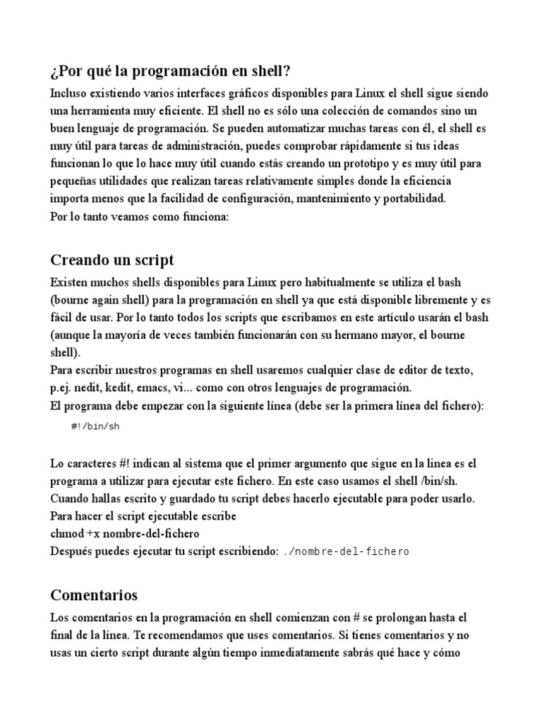La Programación en Shell | PDF | Interfaz de línea de comando | Archivo ...