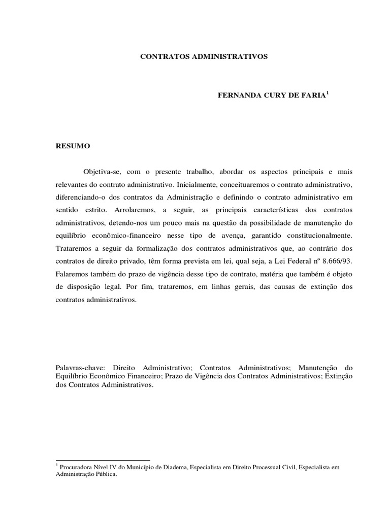 Acerca Do Contrato Administrativo Assinale A Opção Correta