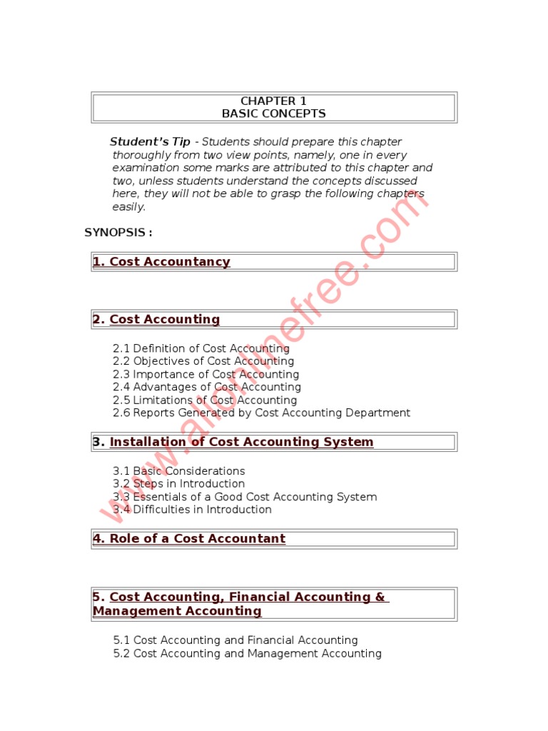 Basic Cost Accounting Notes Terms | PDF | Cost Accounting | Management ...