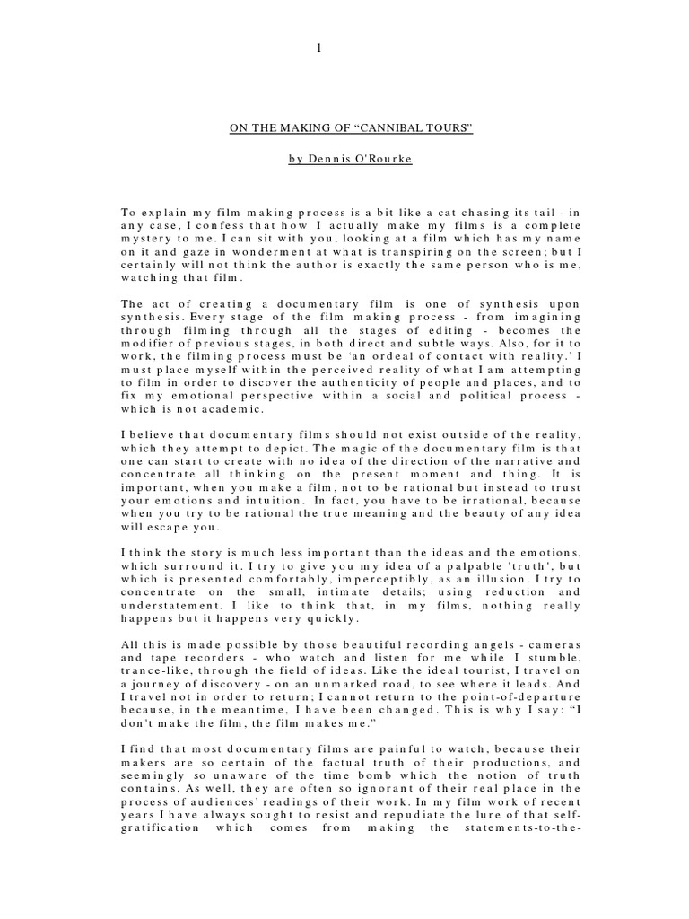 What is a primary message conveyed by the film “cannibal tours”? image