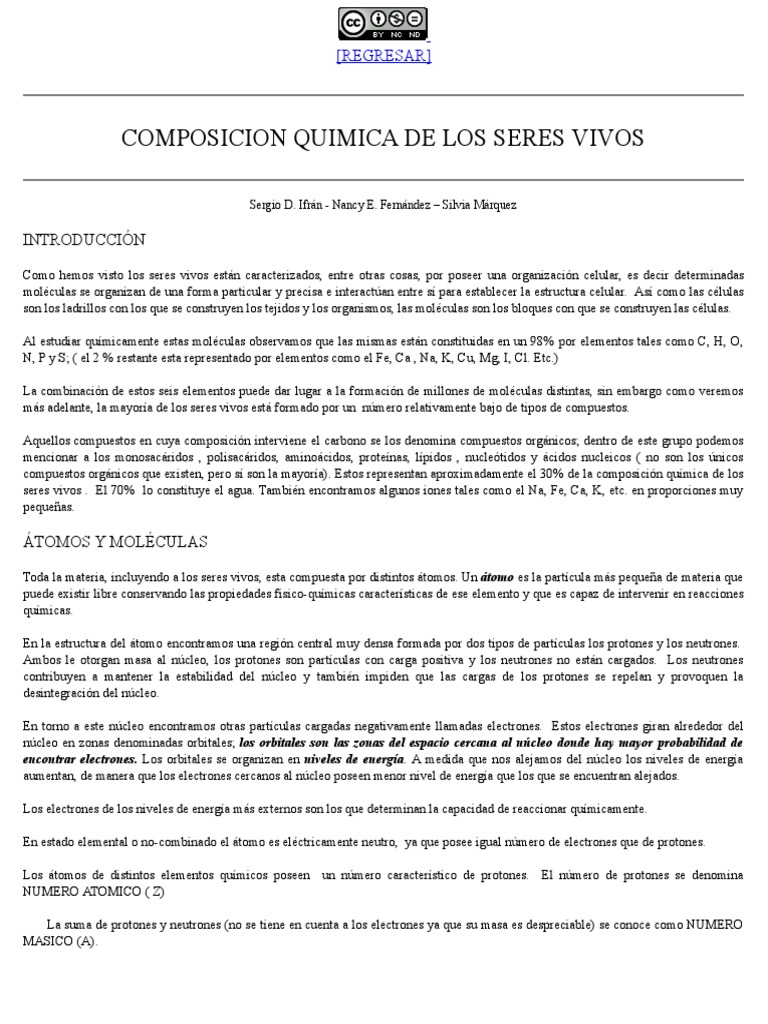 Composición Química de los Seres Vivos | PDF | Lípido | Carbohidratos