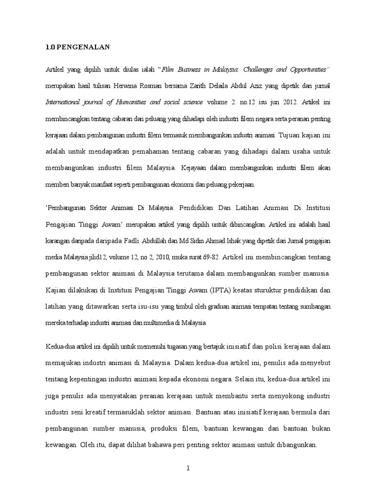 Pembangunan Animasi Di Malaysia Pdf