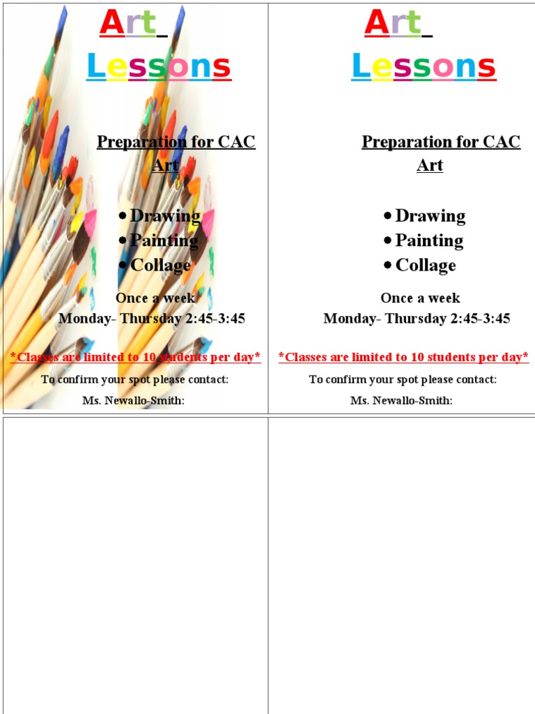 Art Lessons Registration Details | PDF