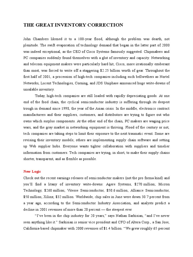 The Great Inventory Correction Case | PDF | Dell | Inventory