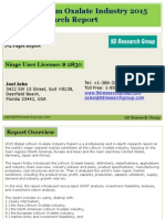 Global Lithium Oxalate Industry 2015 Market Research Report: Singe User License: $ 2850