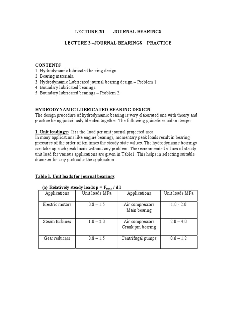 Journal Bearings Practice PDF PDF Bearing (Mechanical) Wear