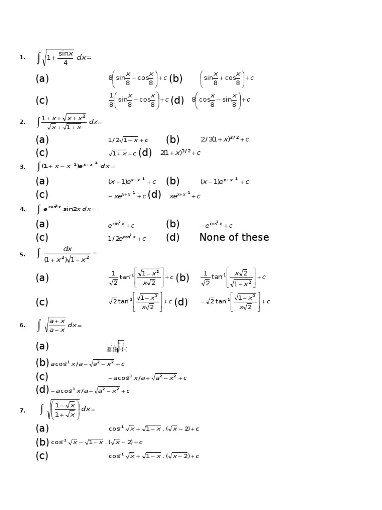 Integral Calculus Problem Set | PDF | Calculus | Mathematical Analysis