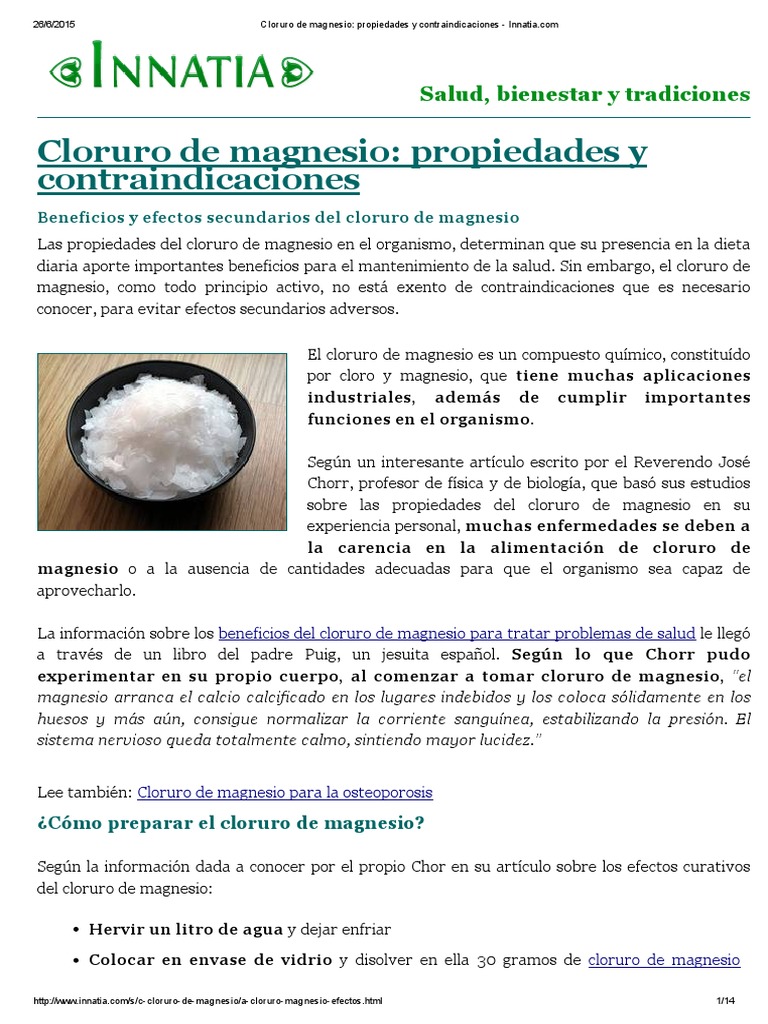 Propiedades y contraindicaciones del carbonato de magnesio