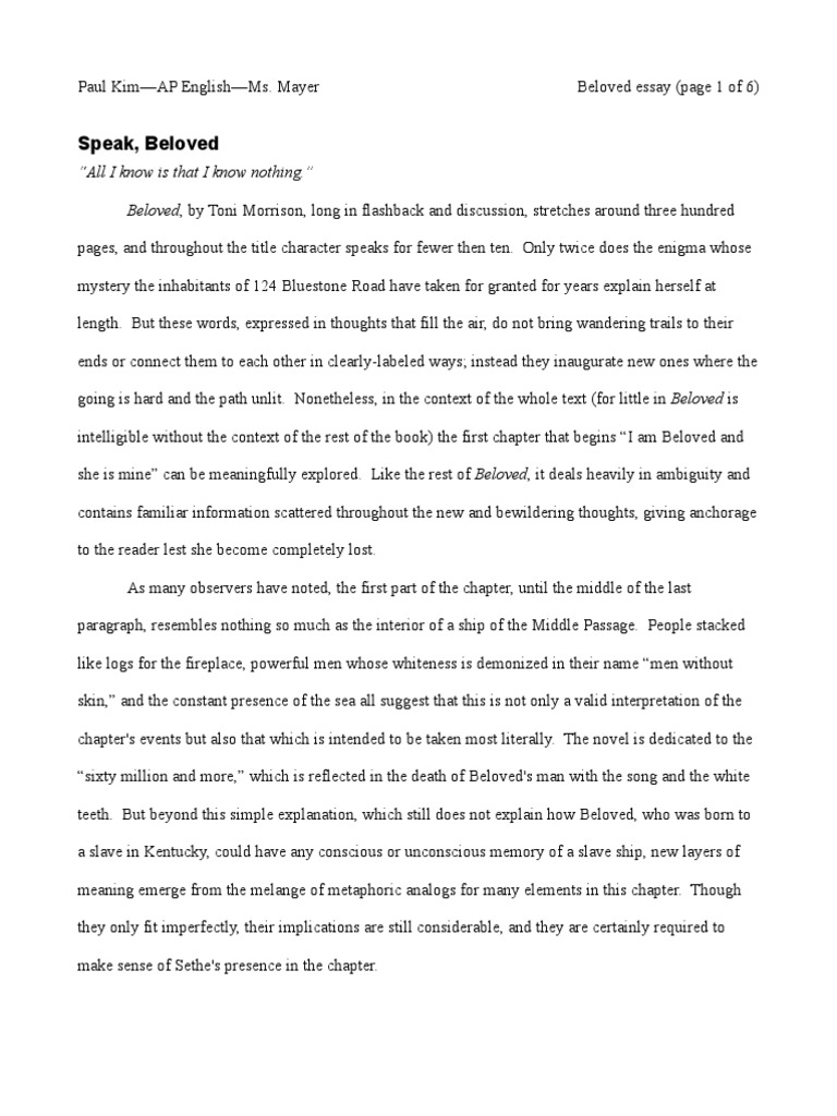 essay on beloved