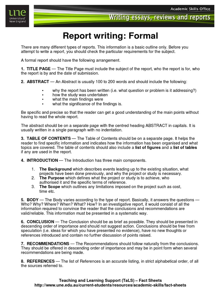 Writing A Formal Report | PDF | Abstract (Summary) | Typefaces