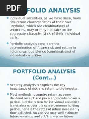 Portfolio Analysis & Management