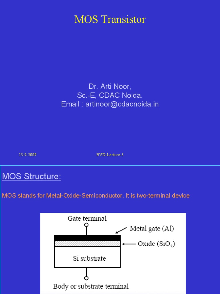 MOS Transistor PDF Mosfet Electronic Engineering