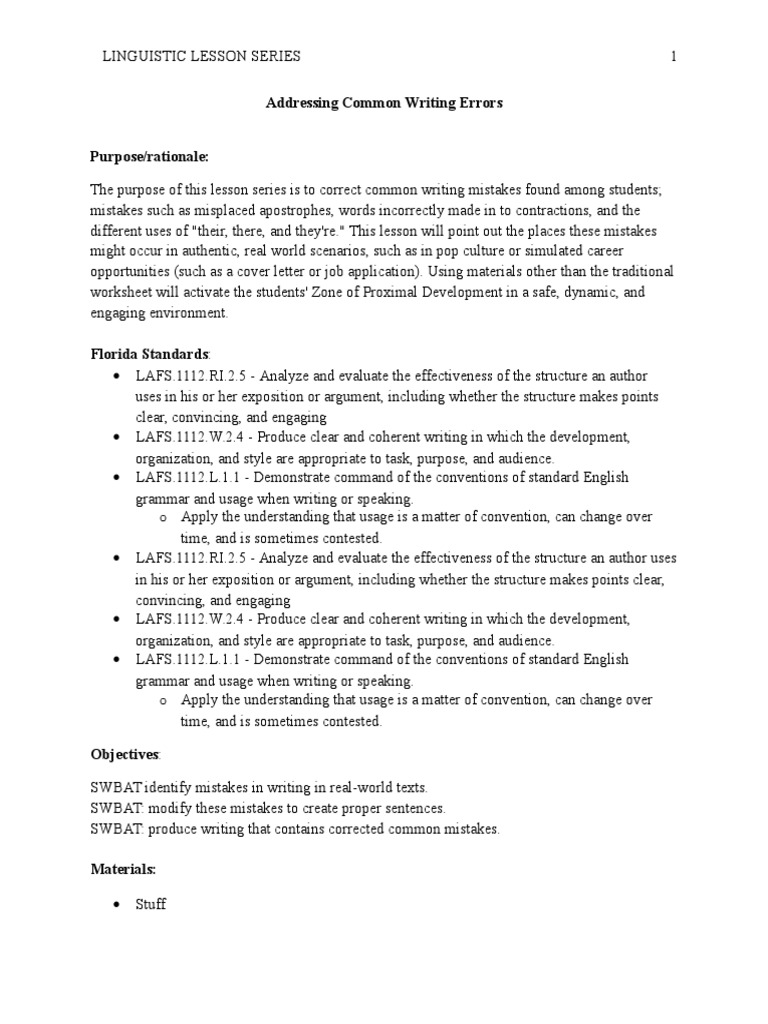 Fixing Common Writing Errors | PDF
