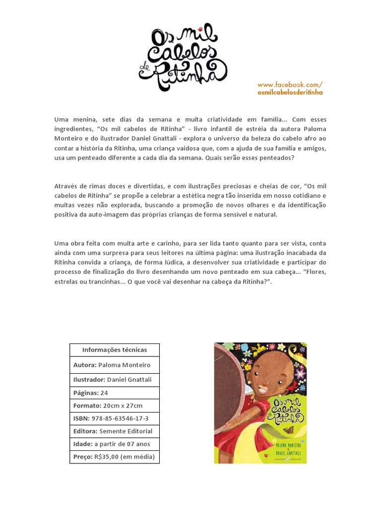 Release - Os Mil Cabelos de Ritinha | PDF | Livros, image size:768x1024