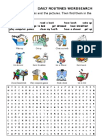 Daily Routines Wordsearch: Match The Activities and The Pictures. Then Find Them in The Wordsearch