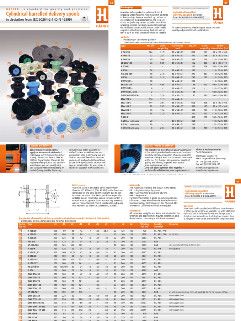 Häfner Delivery Spools Specifications | PDF | Packaging And Labeling ...