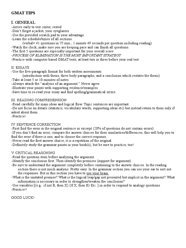 Gmat Tips | PDF