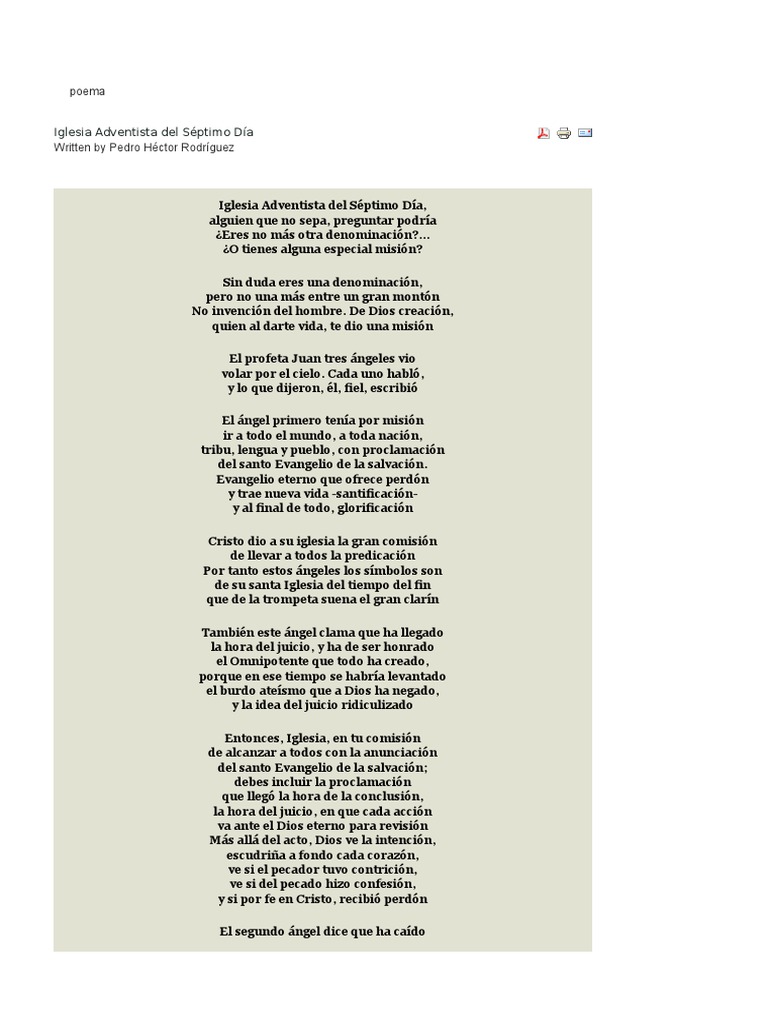 Poema Iglesia Adventista | PDF | Cristo (título) | Salvación
