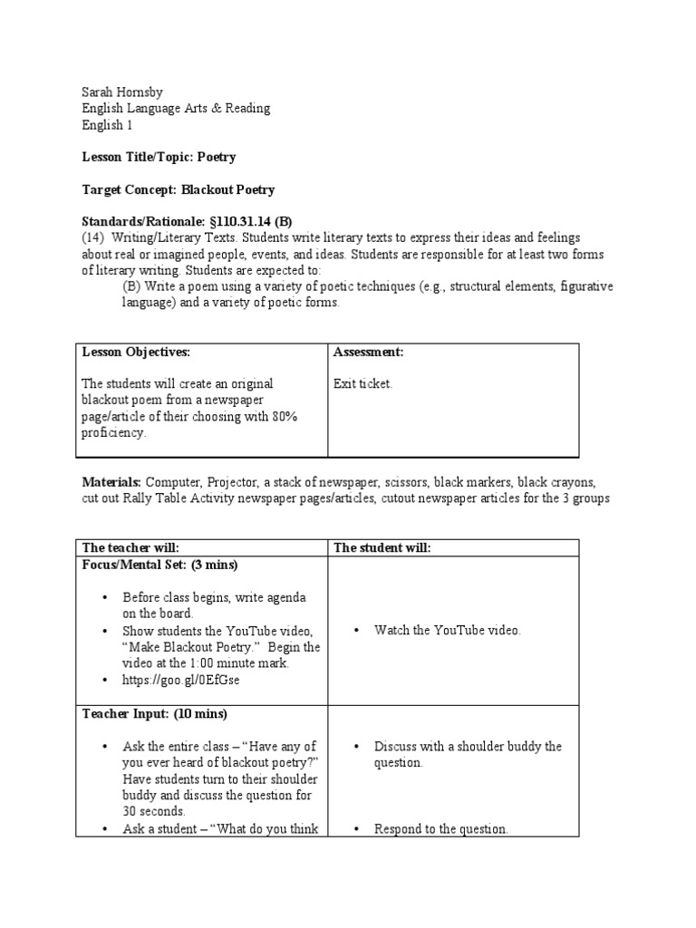 blackout poetry lesson | Poetry | Communication