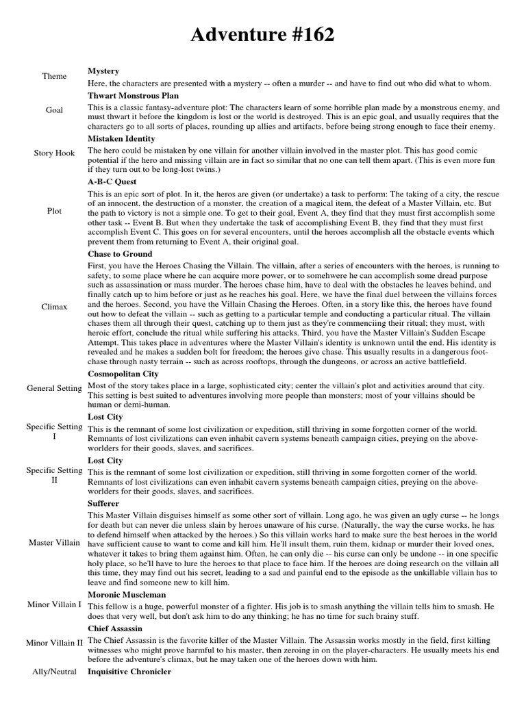 Adventure 162 | PDF | Hero | Plot (Narrative)