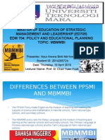 Master of Education of Strategic Management and Leadership (Ed705) Edm 704: Policy and Educational Planning Topic: Mbmmbi