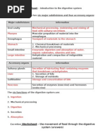 Worksheet - Introduction To The Digestive System (Answers)