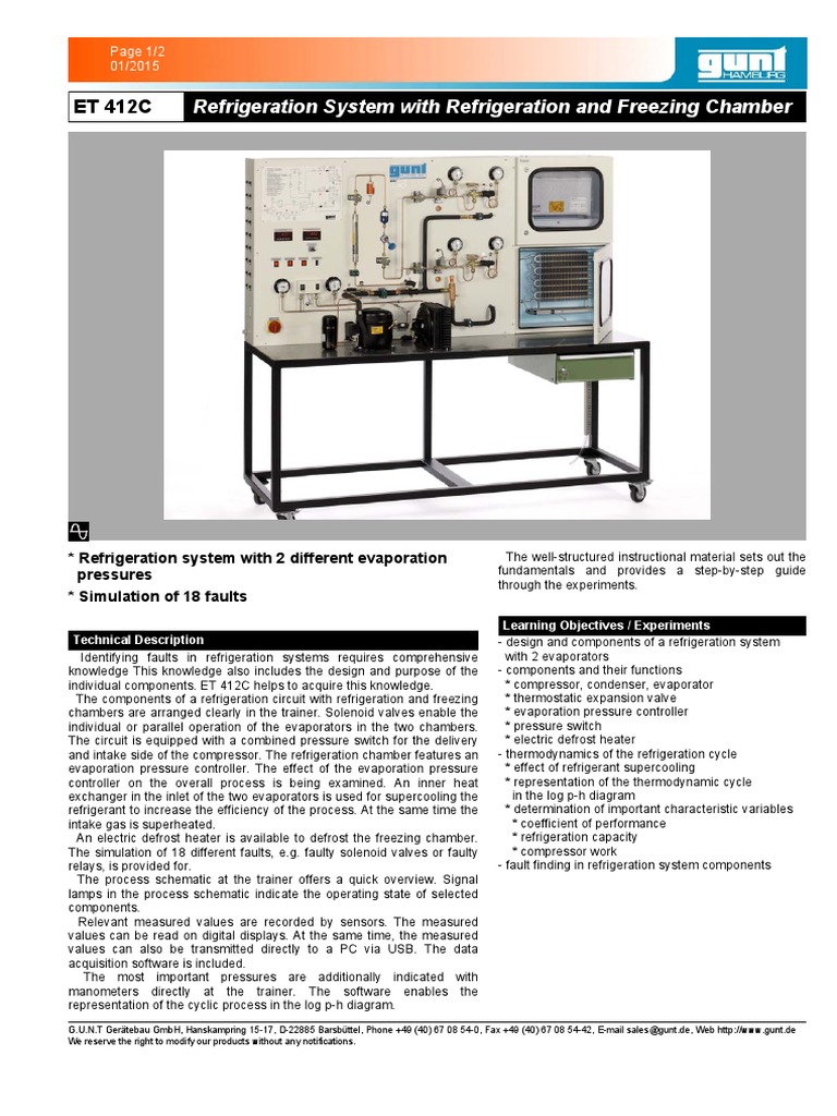 ET412C Refrigeration Test Rig PDF Refrigeration Hvac