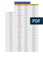 Ramzan Time Table