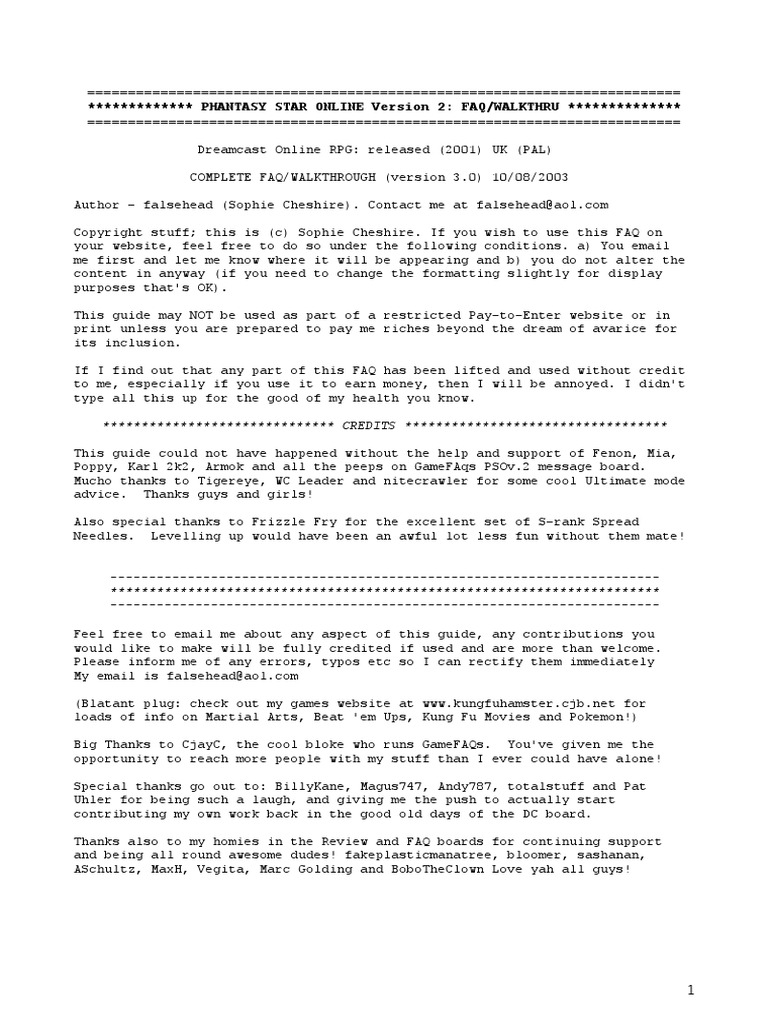 Phantasy Star Online Guide For Dreamcast Leisure