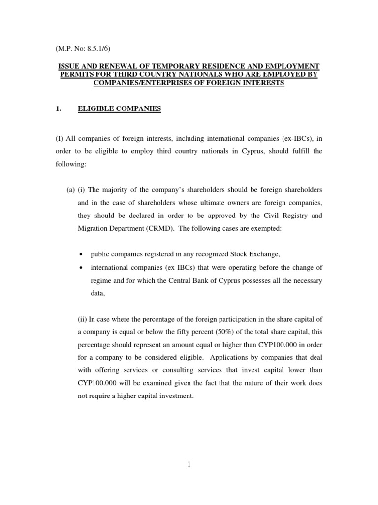 Cyprus Work Permit Guidelines 2024 | PDF | Travel Visa | Consul ...