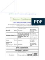 Tradução: Tabela de Preços