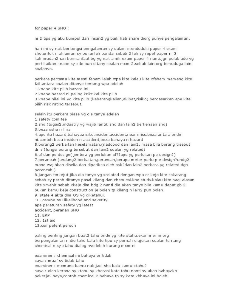 3 sho paper exam 4 Tips Paper SHO 3 sho paper exam 4 Tips Paper SHO