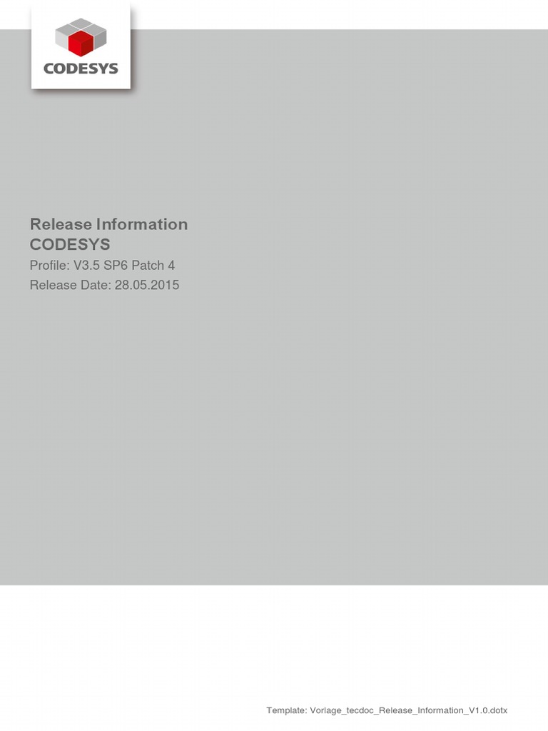 Release Information CODESYS - V3.5 SP6 Patch 4 | PDF | Library ...