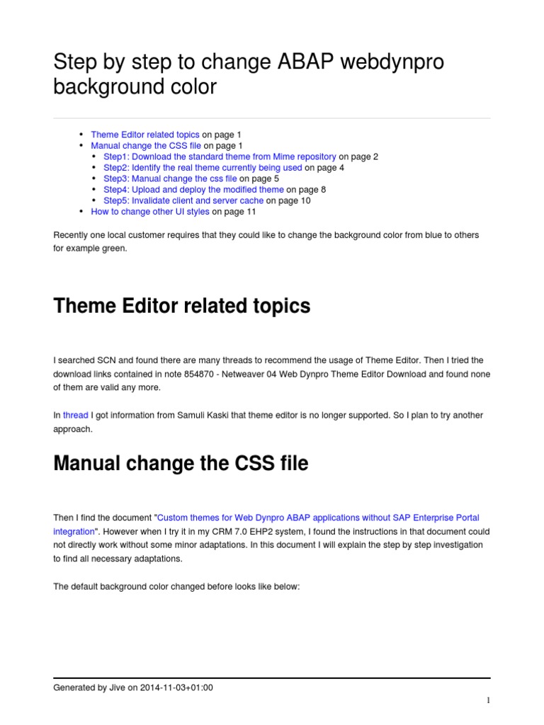 Change ABAP Webdynpro Background Color | PDF | Cascading Style Sheets ...