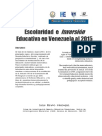 Escolaridad e Inversión Educativa en Venezuela al 2015