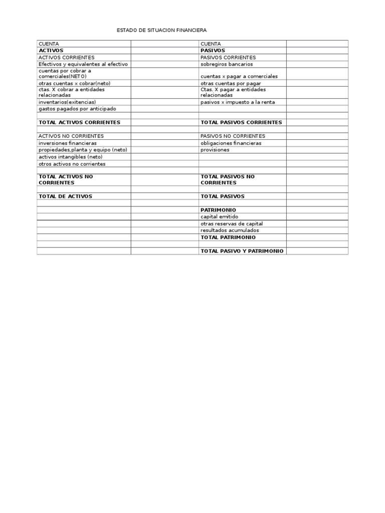 Estado de Situacion Financiera | PDF | Finanzas y dinero | Derecho