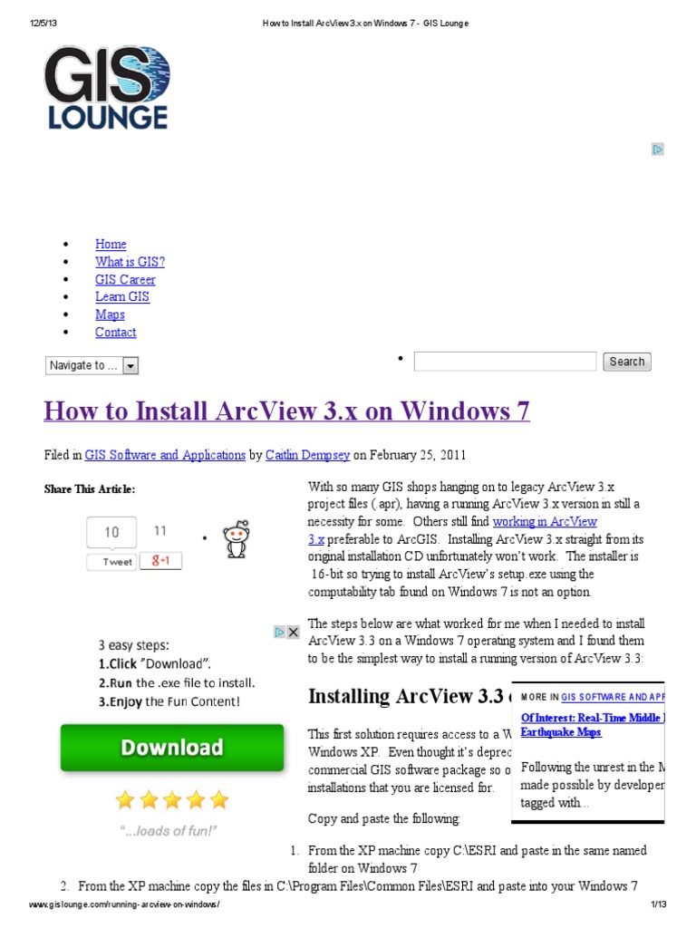 ArcView 3.x on Windows 7 Guide | PDF | Windows Registry | Installation ...